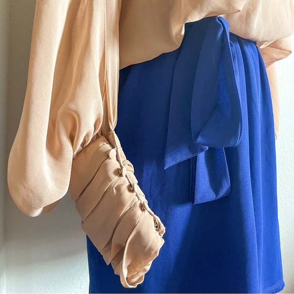 Lush Cold Shoulder Sheer Long Sleeve Dress, Size L - Picture 4 of 12